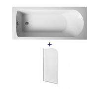 Nes Home 1500mm X700mm Standard Round Single Ended Bath With Legs, Bath Screen