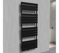 Nes Home 1600 x 600 mm Designer Towel Radiator Black Single Flat Tube