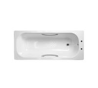 Nes Home 1600 x 700mm 2TH Steel Enamel Bath with Handles & Anti Slip Base