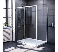 Nes Home 1600 x 700mm Shower Enclosure Sliding Door & Glass Side Panel Chrome