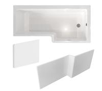 Nes Home 1700 x 850mm Right Hand L Shaped Shower Bath, Front Panel & End Panel