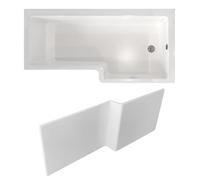 Nes Home 1700 x 850mm Square Right Hand L Shaped Shower Bath & Front Panel
