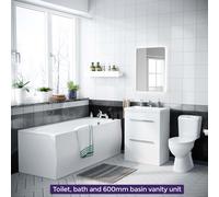 Nes Home 1700mm Bath, Close Coupled Toilet & 2 Drawer Vanity Basin Cabinet