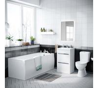 Nes Home 1700mm Bath, Close Coupled Toilet & 500 mm 2 Drawer Vanity Basin Cabinet