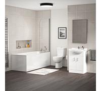 Nes Home 1700mm Bath With 550mm Vanity & Toilet, Bath Filler & Basin Mixer Tap