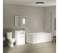 Nes Home 1700mm Bath With Panel, 550mm Vanity & Toilet, Bath Filler & Basin Tap