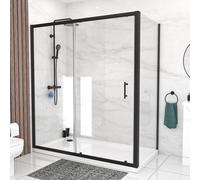 Nes Home 1700mm Matte Black Sliding Shower Door, 900mm Frameless Glass Screen