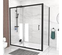 Nes Home 1700mm Matte Black Sliding Shower Door, 900mm Frameless Glass Screen