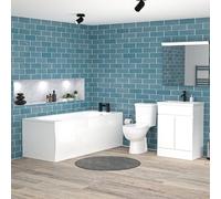 Nes Home 1700mm Round Bath,600mm Freestanding Basin Vanity, Close Coupled Toilet