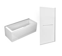 Nes Home 1700mm Square Bath, Square 800mm Bath Screen with Towel Bar