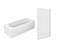 Nes Home 1700mm White Round Bath with Legs and Square Bath Screen