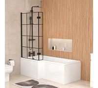Nes Home 1700mm x 850mm Left Hand L Shaped Bath, Front Panel & Grid Screen