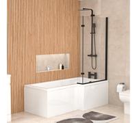 Nes Home 1700mm X 850mm Right Hand L Shaped Bath, Panel, Screen Matte Black