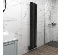 Nes Home 1800 X 380 mm Traditional Radiator Vertical Double Column Matte Black