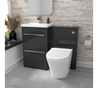 Nes Home 2 Drawers Dark Grey Basin Vanity, WC Unit & Rimless Toilet