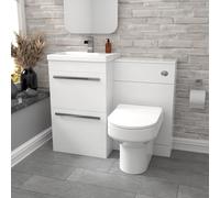 Nes Home 2 Drawers White Basin Vanity, WC Unit & Back To Wall Comfort Toilet
