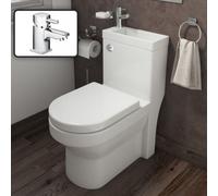 Nes Home 2 In 1 Compact Close Coupled Toilet, Basin Combo Unit With Mono Basin Mixer Tap & Waste