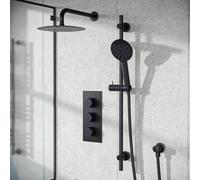 Nes Home 2-Way Overhead Rainfall Shower And Handset Complete Matte Black Wall Mounted Set