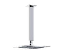 Nes Home 200mm Thin Square Brass Rectangle Swivel Shower Head 120mm Ceiling Arm Chrome