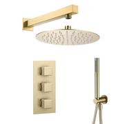 Nes Home 3 Dial 2 Way Square Concealed Thermostatic Valve, Overhead & Handheld