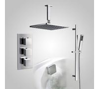 Nes Home 3 Dial 3 Way Square Concealed Thermostatic Thermostatic Shower Mixer Valve, Handheld & Waste