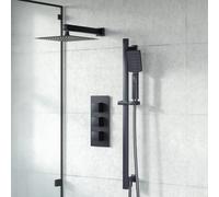 Nes Home 3 Dial Square Thermostatic Shower Mixer Valve, Handset & Riser Rail Kit