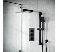Nes Home 3 Dial Thermostatic Mixer Shower Set, Handset & Riser Slider Rail Kit