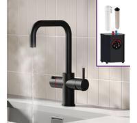 Nes Home 3 in 1 Single Lever Boiler Kitchen Mixer Matte Black Tap Set | Size: 440mm x 610mm Nes Home Black 440mm x 610mm