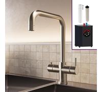 Nes Home 3 in 1 Single Lever Boiler Kitchen Mixer Tap Set - Brushed Nickel