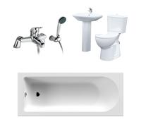 Nes Home 3-Piece Bath Suite Toilet Pedestal Basin Round Bath and Showers Mixer
