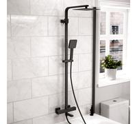 Nes Home 3 Way Exposed Thermostatic Shower Mixer Twin Head Valve - Matte Black