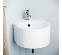 Nes Home 300mm Bathroom Wall Hung Cloakroom Ceramic Compact Corner Basin Sink