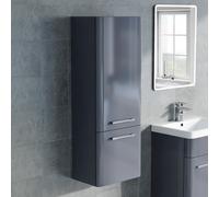 Nes Home 350mm Grey Wall Hung Tall Storage Cabinet With Adjustable Shelves