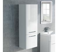 Nes Home 350mm White Wall Hung Tall Storage Cabinet With Adjustable Shelves