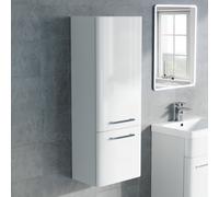 Nes Home 350mm White Wall Hung Tall Storage Cabinet With Adjustable Shelves