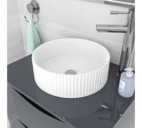 Nes Home 360mm Fluted Round Countertop Sink Gloss White