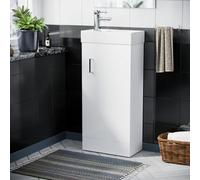 Nes Home 400mm Cloakroom Vanity Basin Unit, Mixer Tap & Waste White