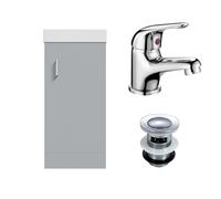 Nes Home 400mm Cloakroom Vanity Basin Unit, Mono Mixer Tap & Waste Light Grey