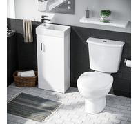 Nes Home 400mm Vanity Basin Unit & Close Coupled Toilet White