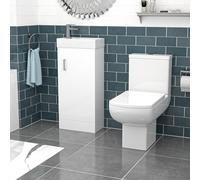 Nes Home 400mm White Basin Vanity & Square Rimless Close Coupled Toilet
