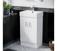 Nes Home 450 mm White Basin Sink Flat Pack Vanity Cabinet Unit Bathroom Furniture Nanuya