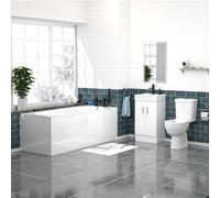 Nes Home 450mm Basin Vanity, Close Coupled Toilet Round Bath Front & End Panel