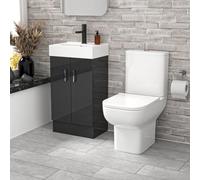 Nes Home 450mm Dark Grey Basin Vanity & Square White Close Coupled Toilet