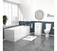 Nes Home 450mm Floorstanding Basin Vanity, Close Coupled Toilet & Round Bath