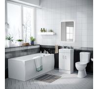 Nes Home 450mm Freestanding Basin Vanity Unit, Close Coupled Toilet & Round Bath