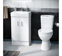 Nes Home 450mm Freestanding Basin Vanity Unit & Close Coupled Toilet Set