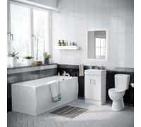 Nes Home 450mm Freestanding Basin Vanity Unit, Toilet & Round Bath With Panels