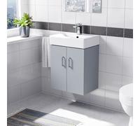 Nes Home 450mm Matte Grey Basin Vanity MDF Cabinet Bathroom Wall Hung Unit