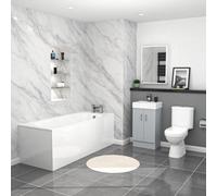 Nes Home 450mm Matte Grey Basin Vanity, Rimless Toilet, Round Bath With Panels