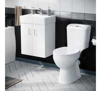 Nes Home 450mm Wall Hung Basin Vanity Unit & Close Coupled Toilet Set